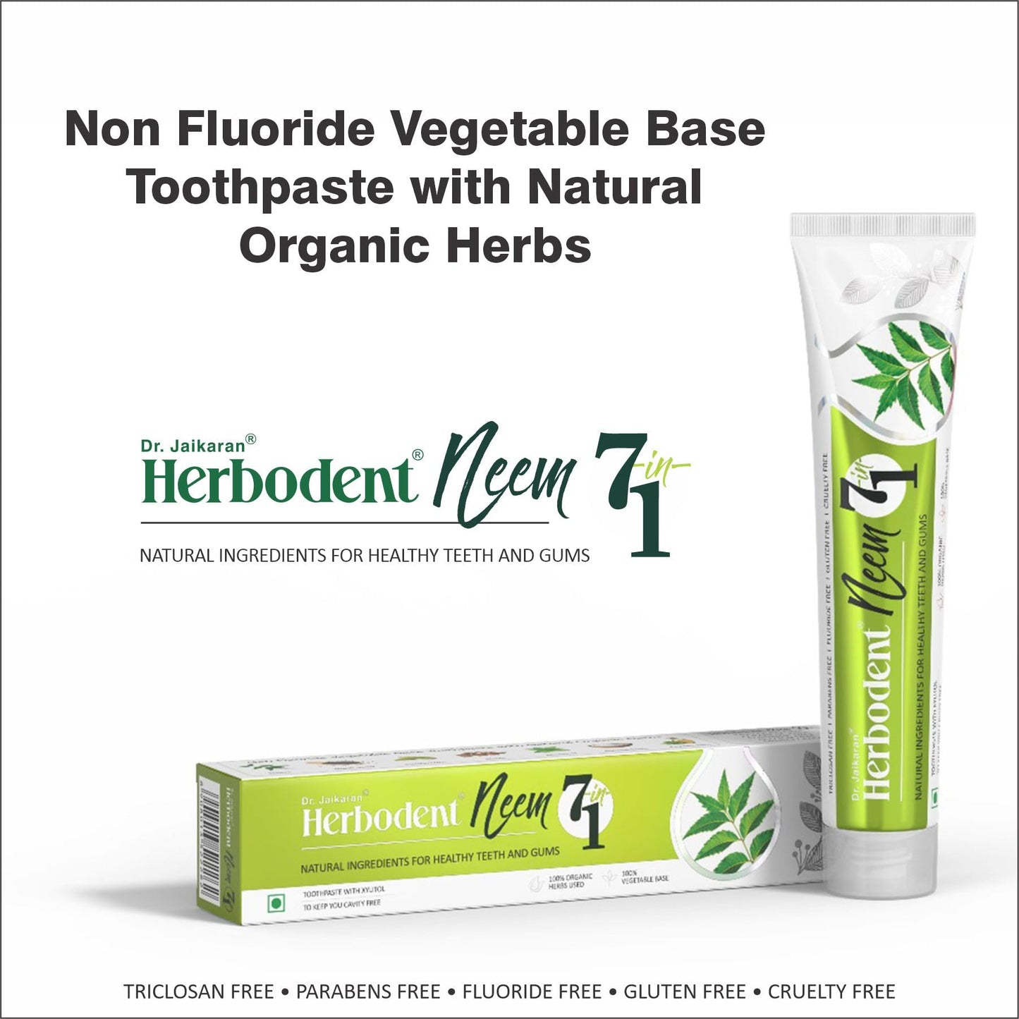 Herbodent Neem 7 in 1 Toothpaste – 6.53 oz (Pack of 6) | Organic Neem, Black Seed, Xylitol, Cardamom & Mint