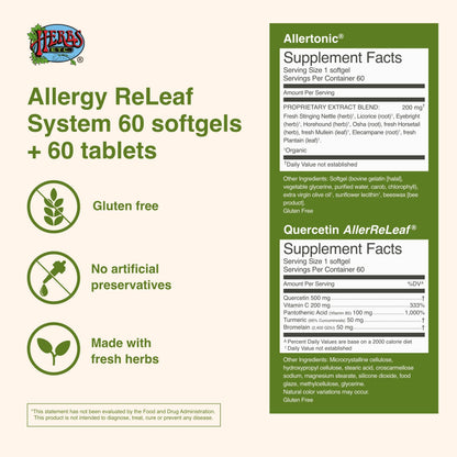Herbs Etc. Allergy ReLeaf System – Seasonal Discomfort Support (60 Softgels or 60 Tablets)