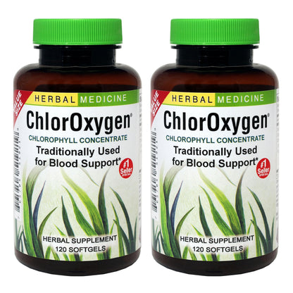 Herbs Etc. ChlorOxygen Chlorophyll Concentrate – Blood Circulation & Altitude Support | 120 Softgels (2 Pack)