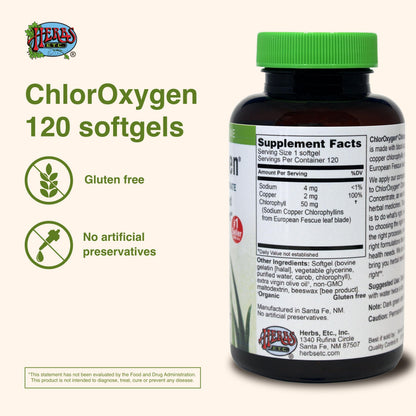Herbs Etc. ChlorOxygen Chlorophyll Concentrate – Blood Circulation & Altitude Support | 120 Softgels (2 Pack)