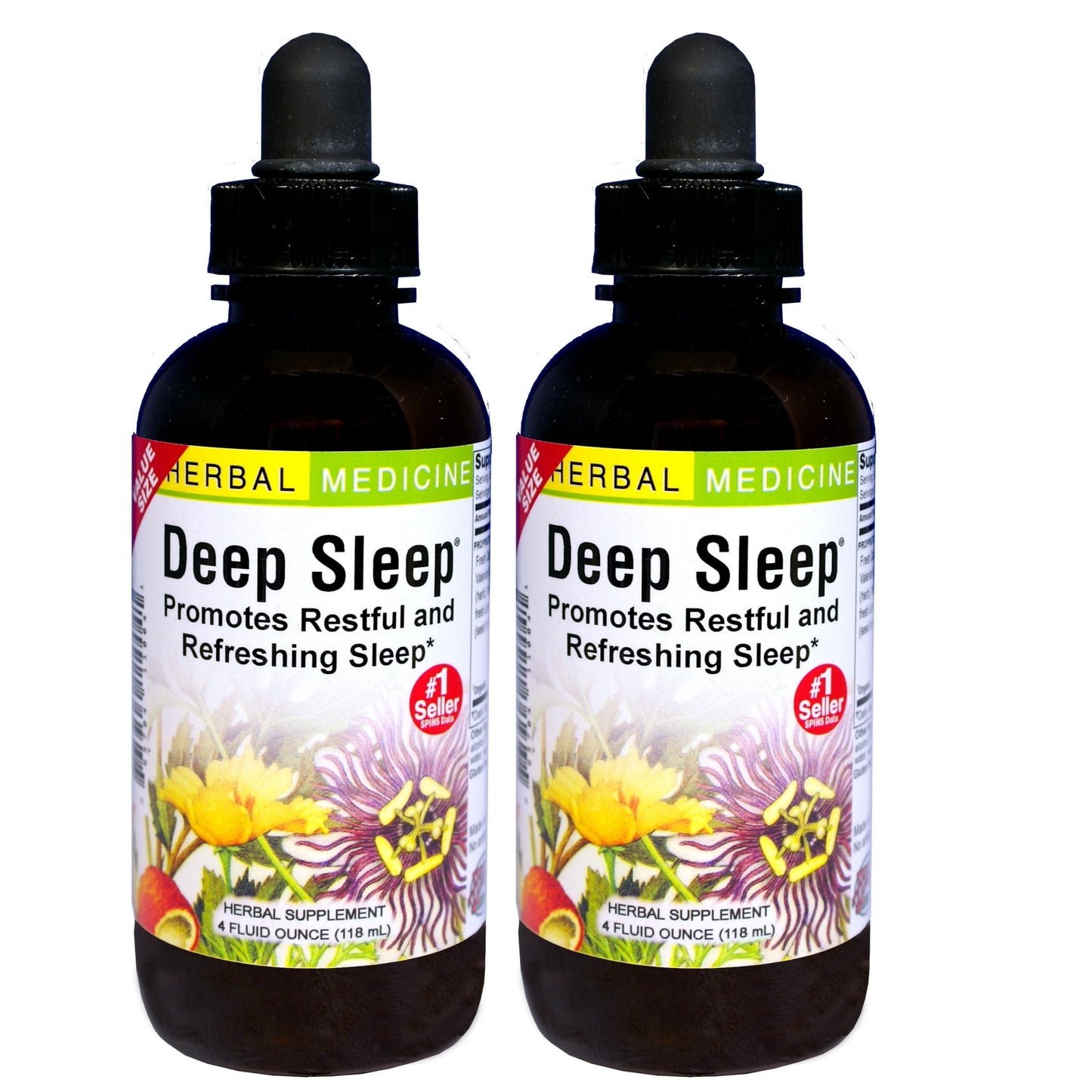 Herbs Etc. Deep Sleep - Natural Herbal Sleep Aid (Non-Habit Forming) 4 oz Liquid Extract - 2 Pack