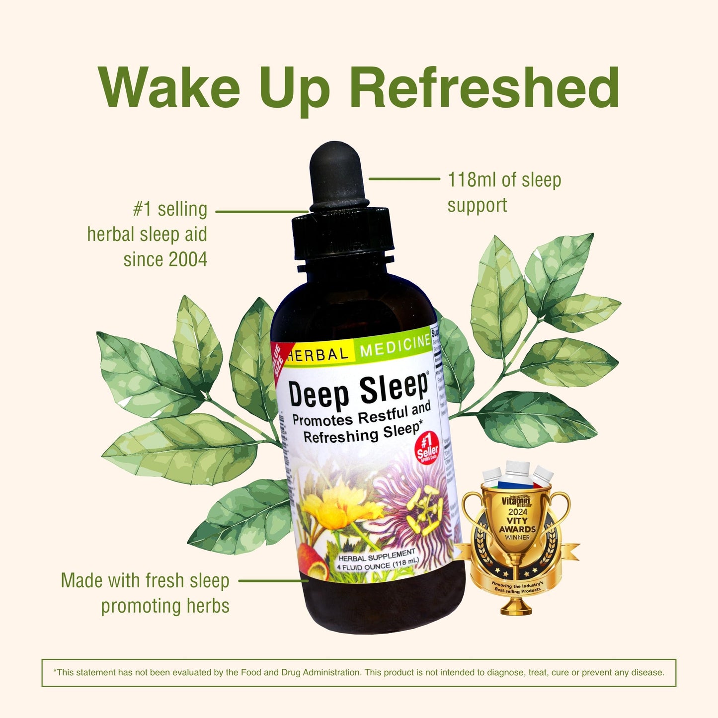 Herbs Etc. Deep Sleep - Natural Herbal Sleep Aid (Non-Habit Forming) 4 oz Liquid Extract - 2 Pack
