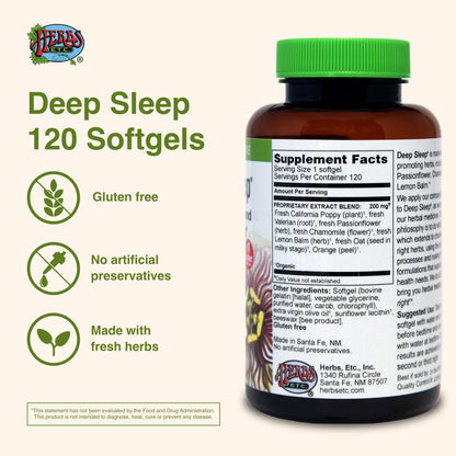 Herbs Etc. Deep Sleep Softgels – Herbal Sleep Support with Passionflower, Chamomile & Lemon Balm – 120 Softgels (2 Pack)