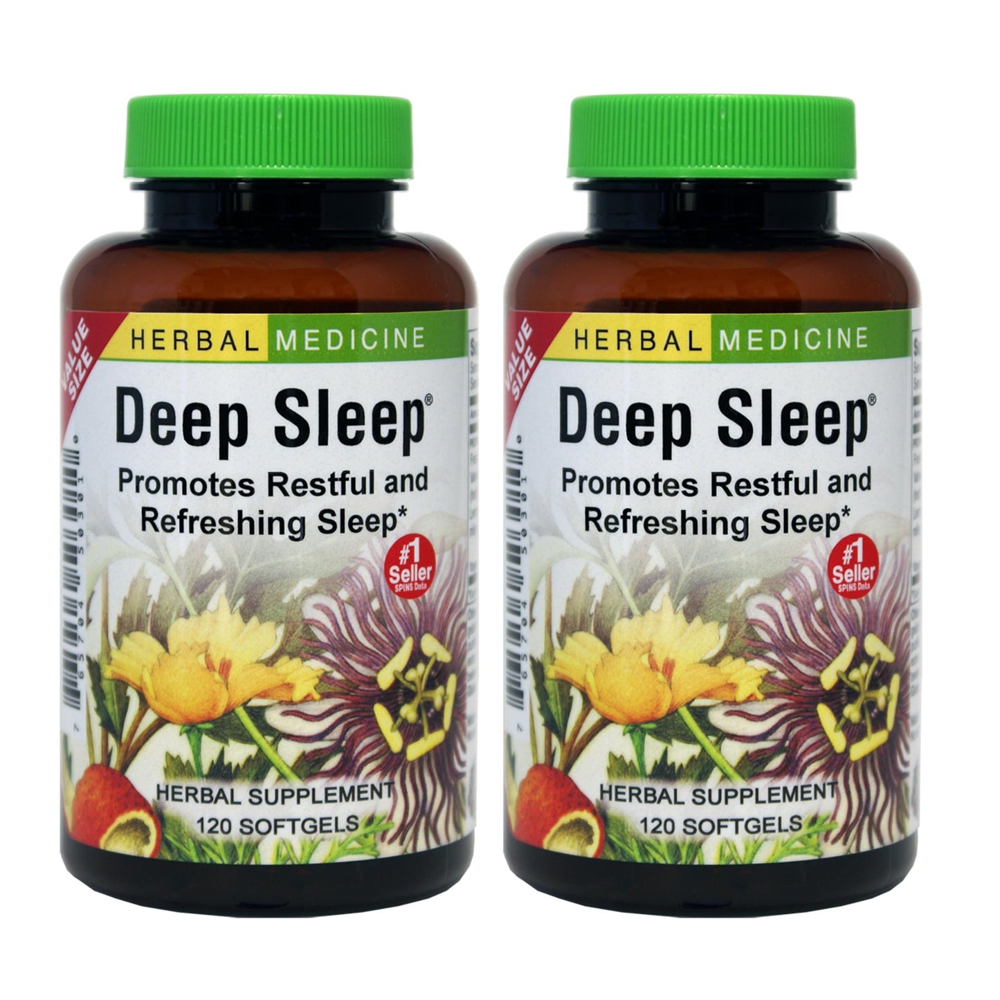 Herbs Etc. Deep Sleep Softgels – Herbal Sleep Support with Passionflower, Chamomile & Lemon Balm – 120 Softgels (2 Pack)