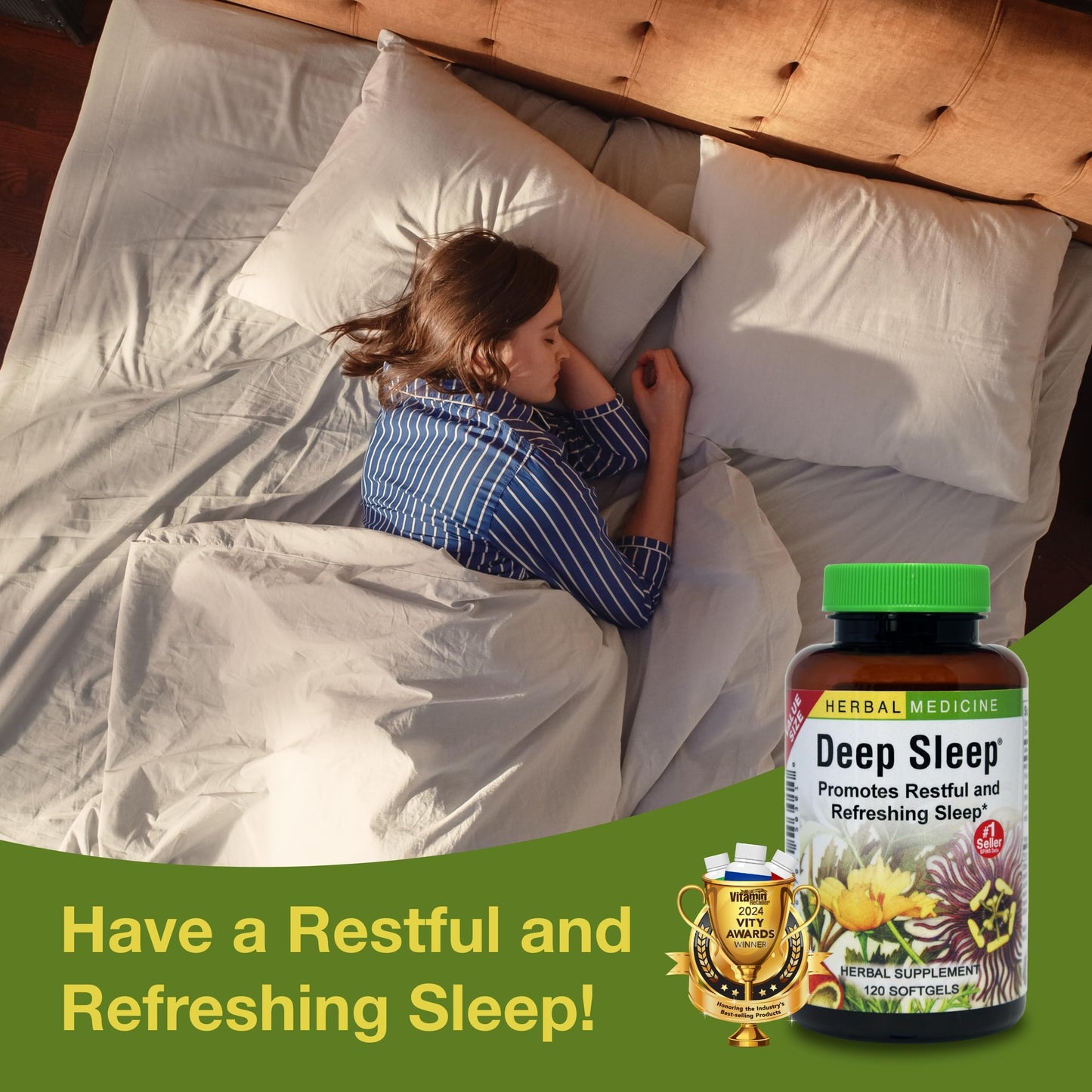 Herbs Etc. Deep Sleep Softgels – Herbal Sleep Support with Passionflower, Chamomile & Lemon Balm – 120 Softgels (2 Pack)