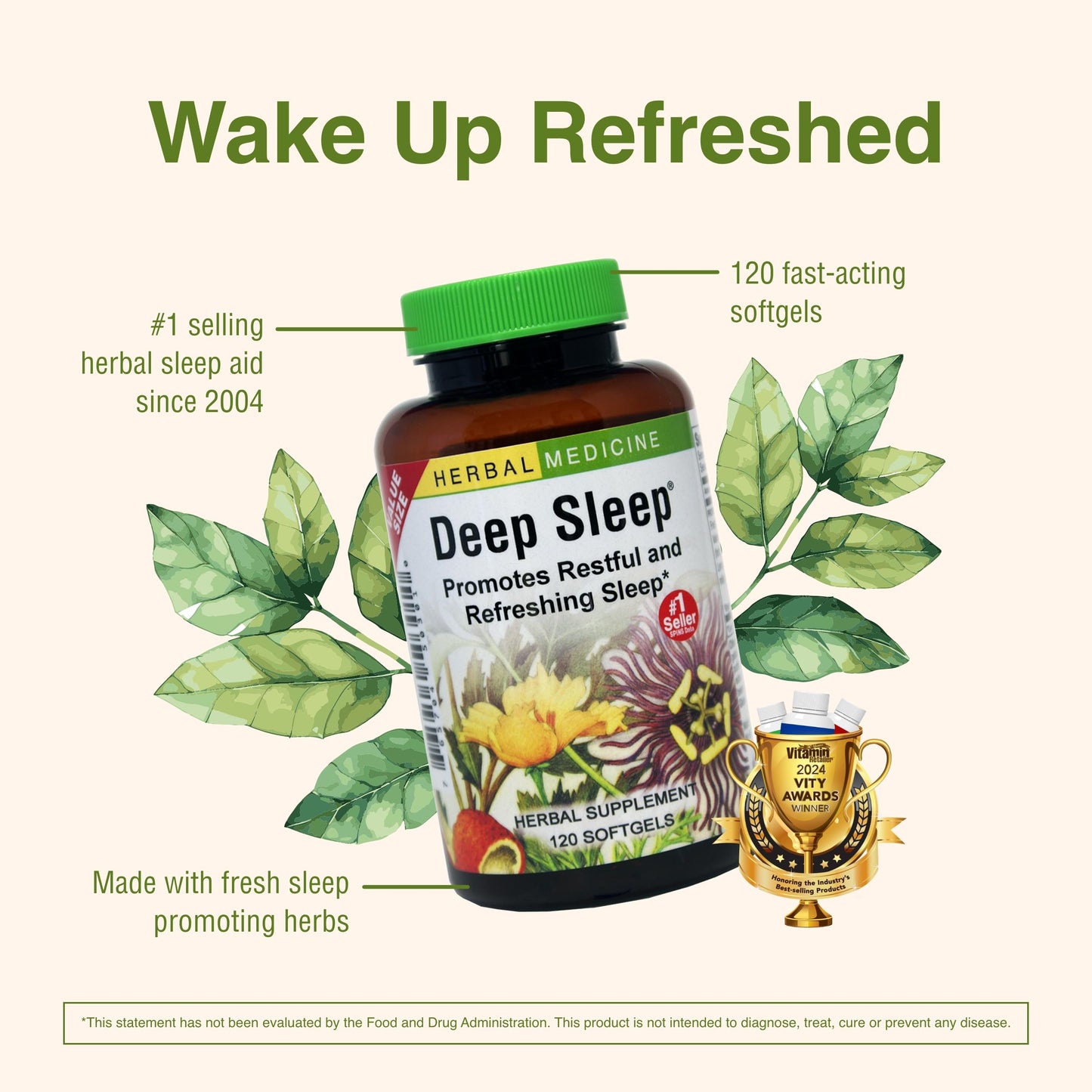 Herbs Etc. Deep Sleep Softgels – Herbal Sleep Support with Passionflower, Chamomile & Lemon Balm – 120 Softgels (2 Pack)