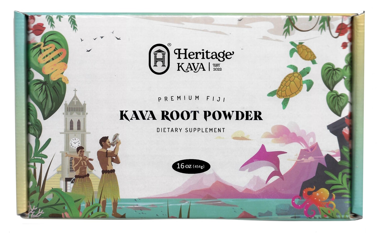 Heritage Kava Premium Fiji Noble Kava Root Powder 16 oz (1 lb)