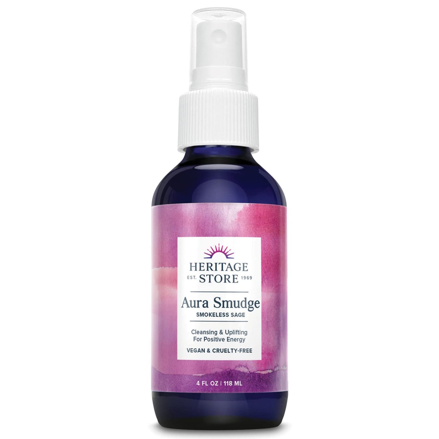 Heritage Store Aura Sage Spray – Smokeless Sage with Juniper & Vor-Mag Water, 4oz