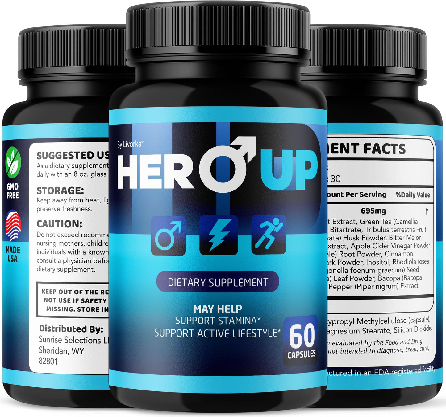 LIVORKA Hero Up Capsules – Maximum Strength Energy Support (3 Pack)