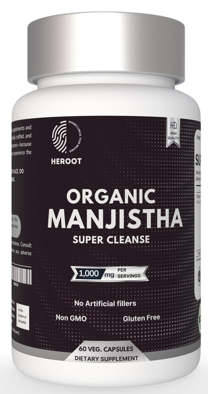 Heroot Organic Manjistha Root 400mg Organic Skin Supplement | Rubia Cordifolia