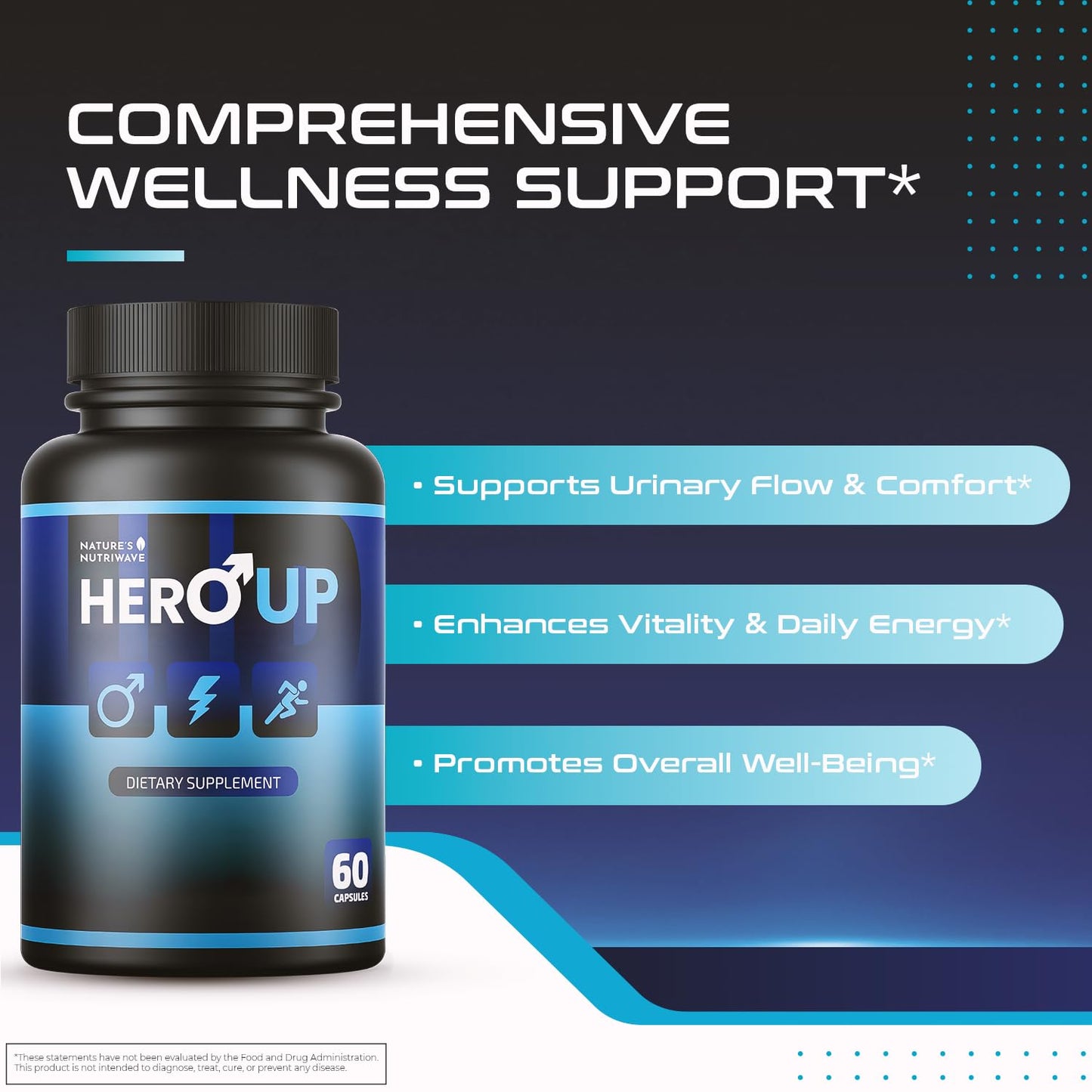 HeroUP by Nature’s NutriWave – Plant-Based Wellness, Non-GMO, Stimulant-Free | USA-Made 60 Capsules