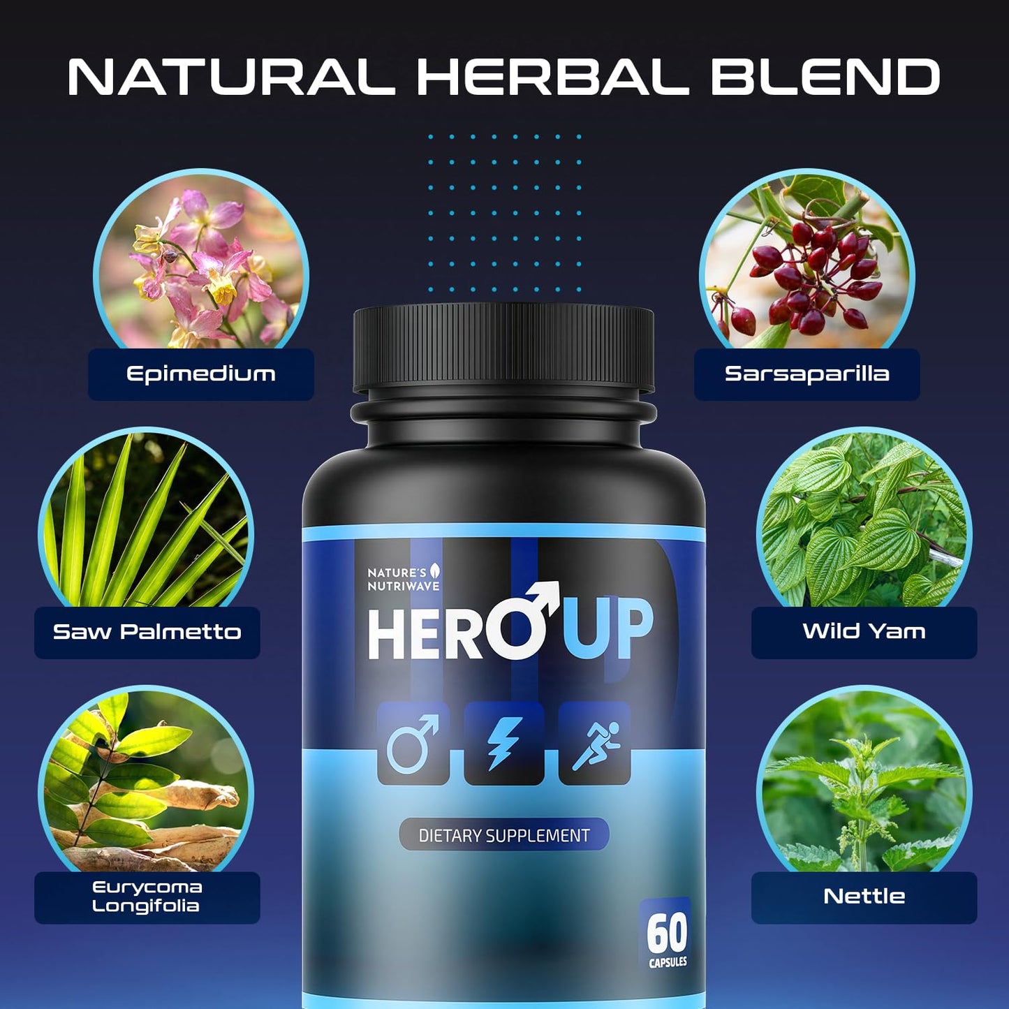 HeroUP by Nature’s NutriWave – Plant-Based Wellness, Non-GMO, Stimulant-Free | USA-Made 60 Capsules