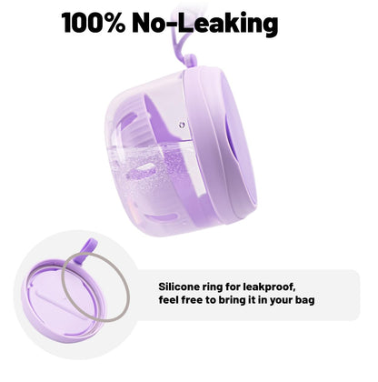 Purple Denture Case with Strainer & Mirror - Leak-Proof Travel Cup