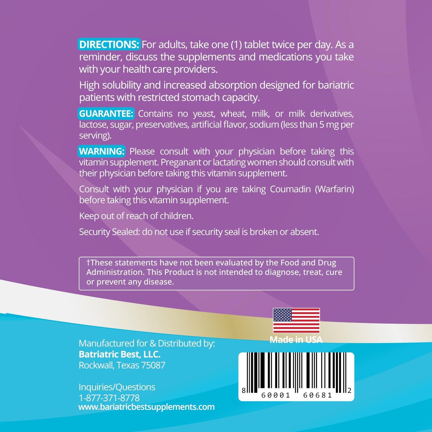 High ADEK Bariatric Multivitamin for Post DS/SADI Surgery – 180 Tablets