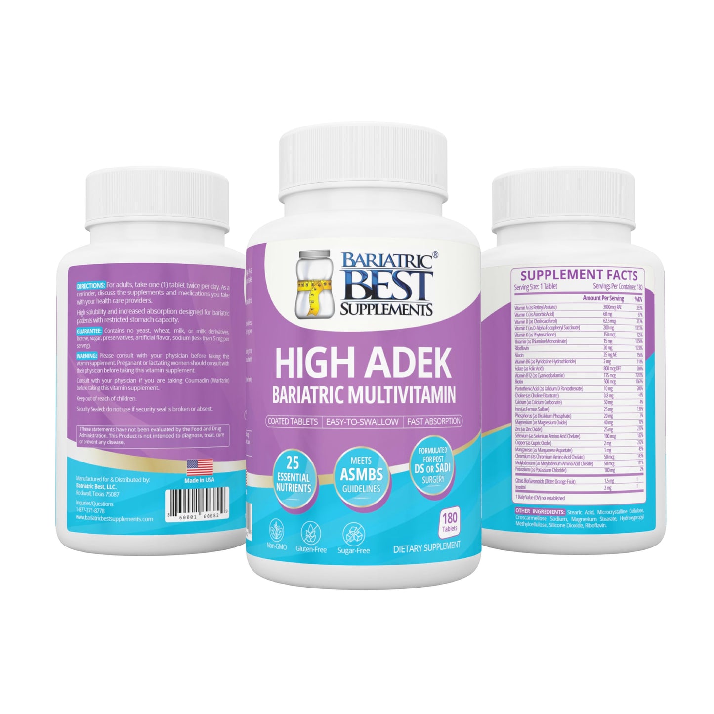 High ADEK Bariatric Multivitamin for Post DS/SADI Surgery – 180 Tablets