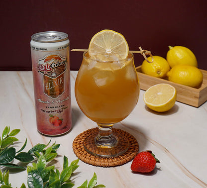 High Ground Elixir Mushroom Seltzer - Strawberry Peach | Low Cal, No Added Sugar | 12oz Cans (12 Pack)