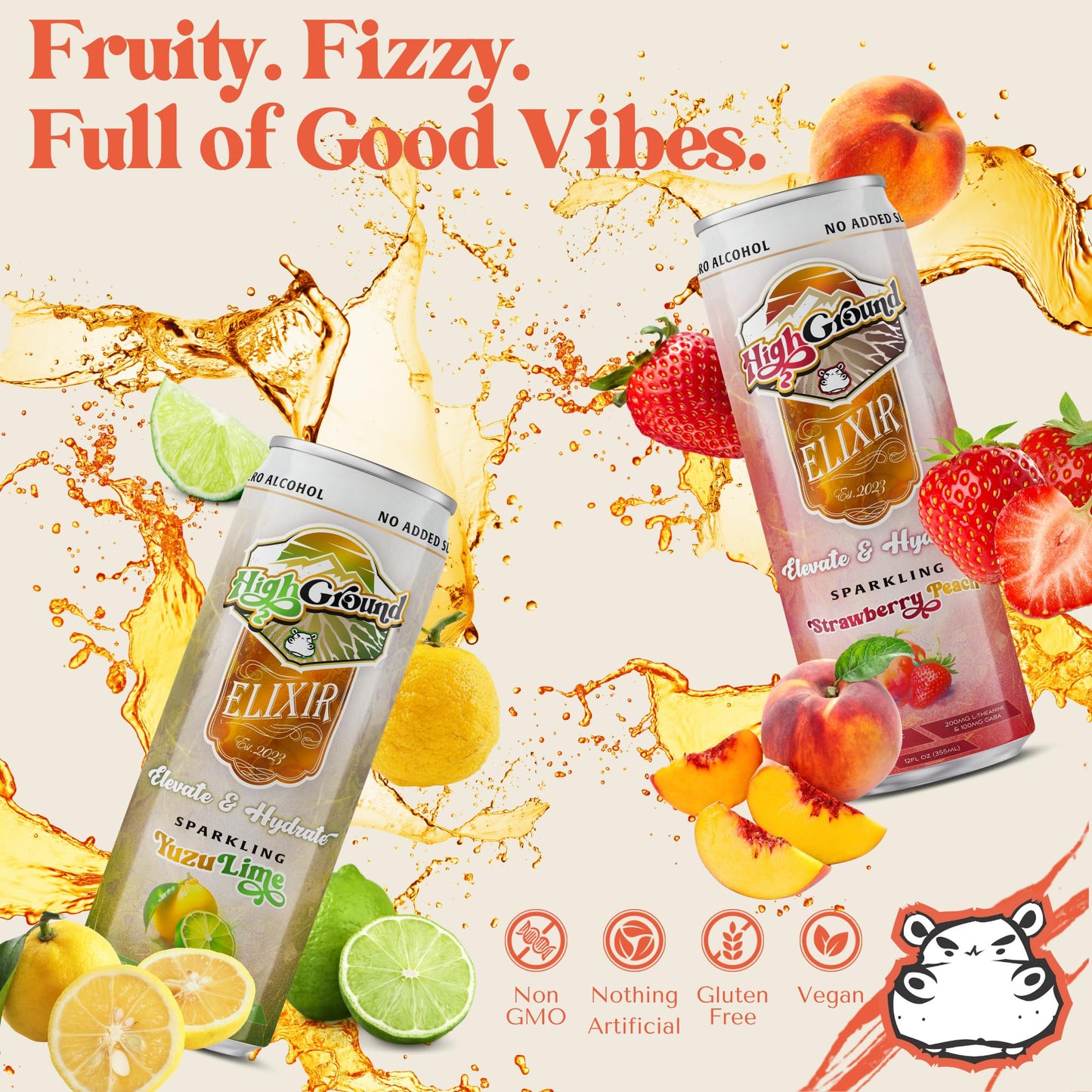 High Ground Elixir Mushroom Seltzer Variety Pack – Focus & Stress Adaptogens