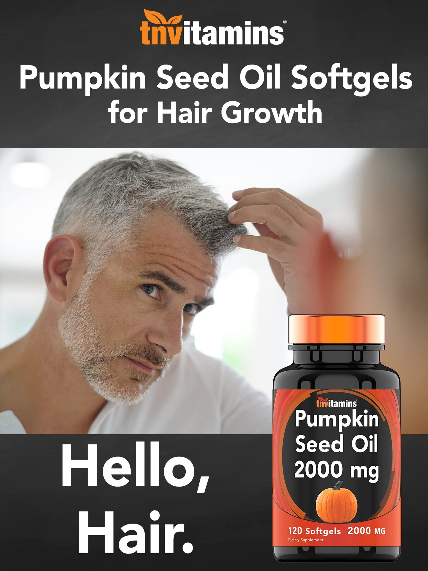 tnvitamins Pumpkin Seed Oil 2000 mg - 120 Softgels | Hair Growth & Bladder Support
