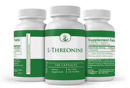 PURE ORIGINAL INGREDIENTS L-Threonine Capsules (100 Capsules) – Always Pure, No Additives, Lab Verified