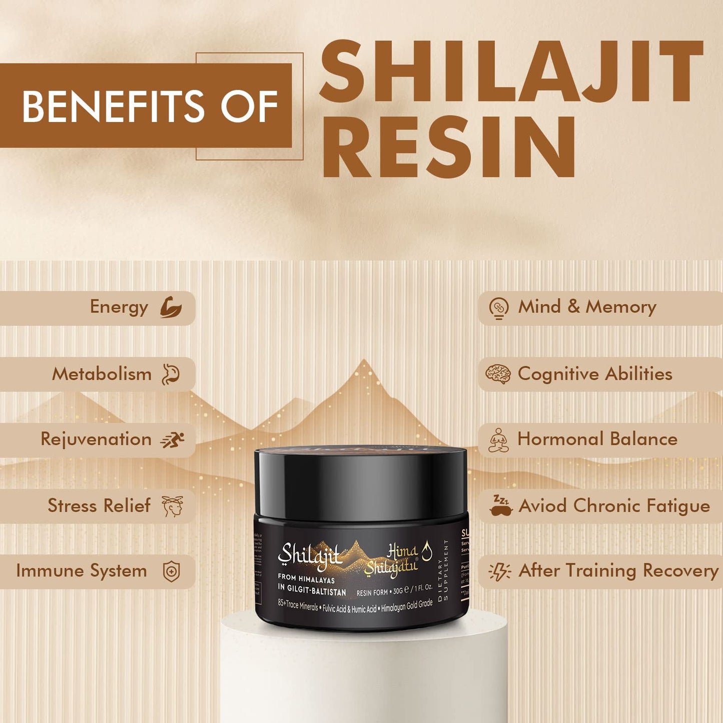 Hima Shilajatu Shilajit Resin – Gold Grade, 100% Pure, 85+ Minerals | 3-Pack (6 Months)
