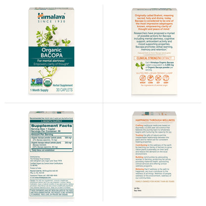 Himalaya Bacopa Monnieri Nootropic – Organic Mind Support, 750 mg, 60 Caplets