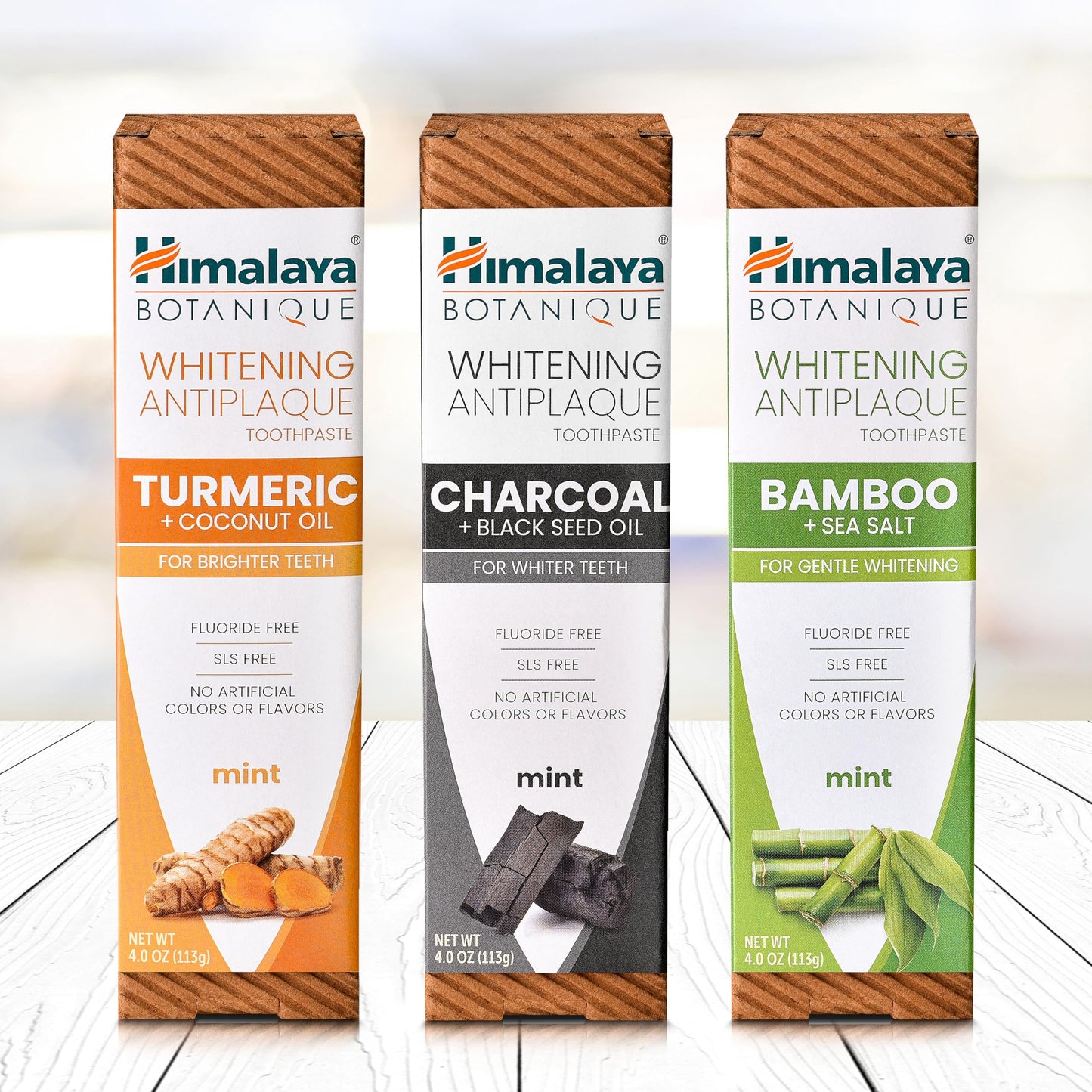 Himalaya Botanique Whitening Antiplaque Toothpaste – Charcoal & Black Seed Oil, Fluoride Free, 4 oz, 2 Pack