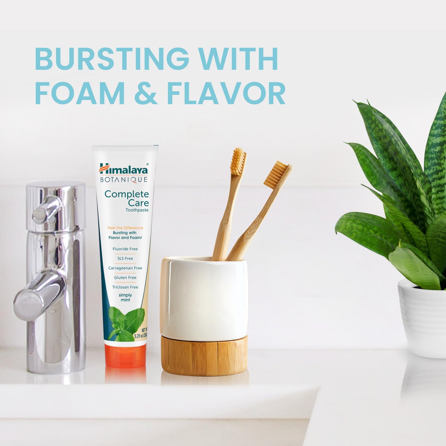 Himalaya Botanique Complete Care Toothpaste – Herbal Mint, Fluoride Free, SLS Free | 2 Pack 5.29 oz