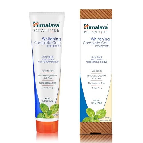 Himalaya Botanique Complete Care Whitening Toothpaste - Simply Peppermint, Fluoride Free | 2 Pack 5.29 oz