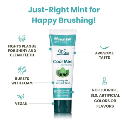 Himalaya Botanique Kids Toothpaste – Herbal Mint, Fluoride & SLS Free | 4 oz x 2