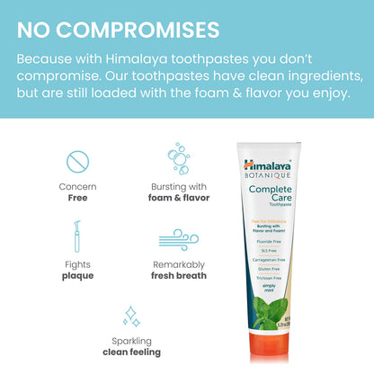 Himalaya Botanique Complete Care Toothpaste - Herbal Mint, Fluoride Free, 4 Pack