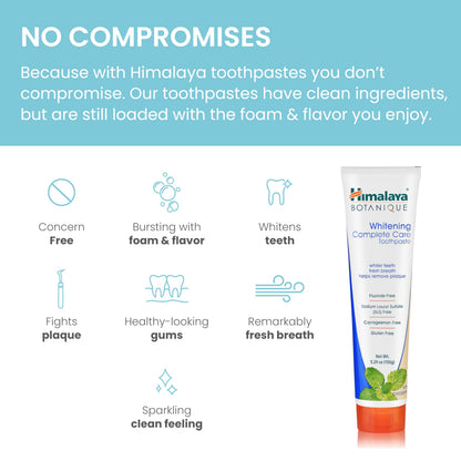 Himalaya Botanique Whitening Complete Care Toothpaste - Peppermint, Fluoride Free, Vegan