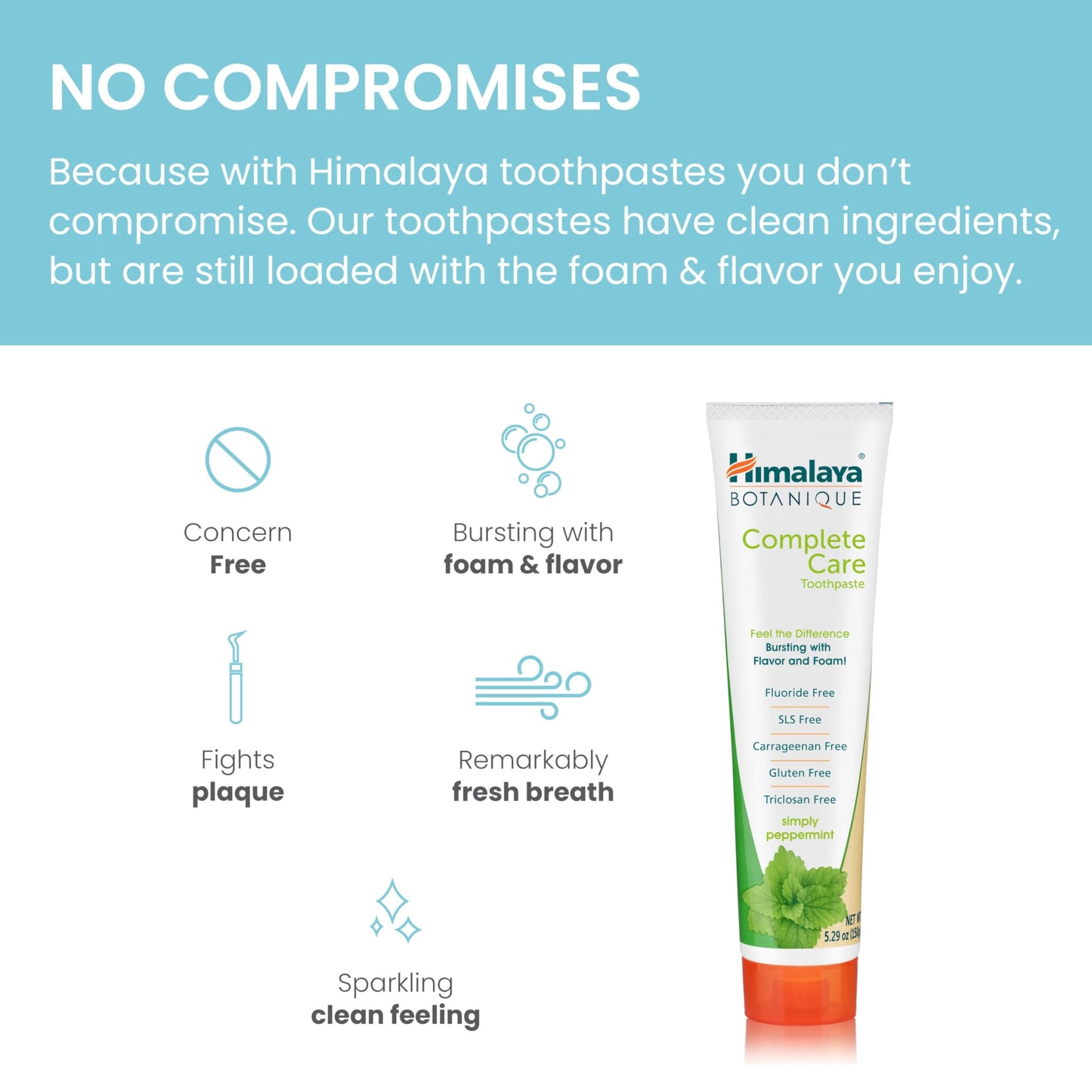 Himalaya Botanique Complete Care Toothpaste - Herbal, Fluoride Free, SLS Free, Cruelty Free | 5.29 oz (4 Pack)