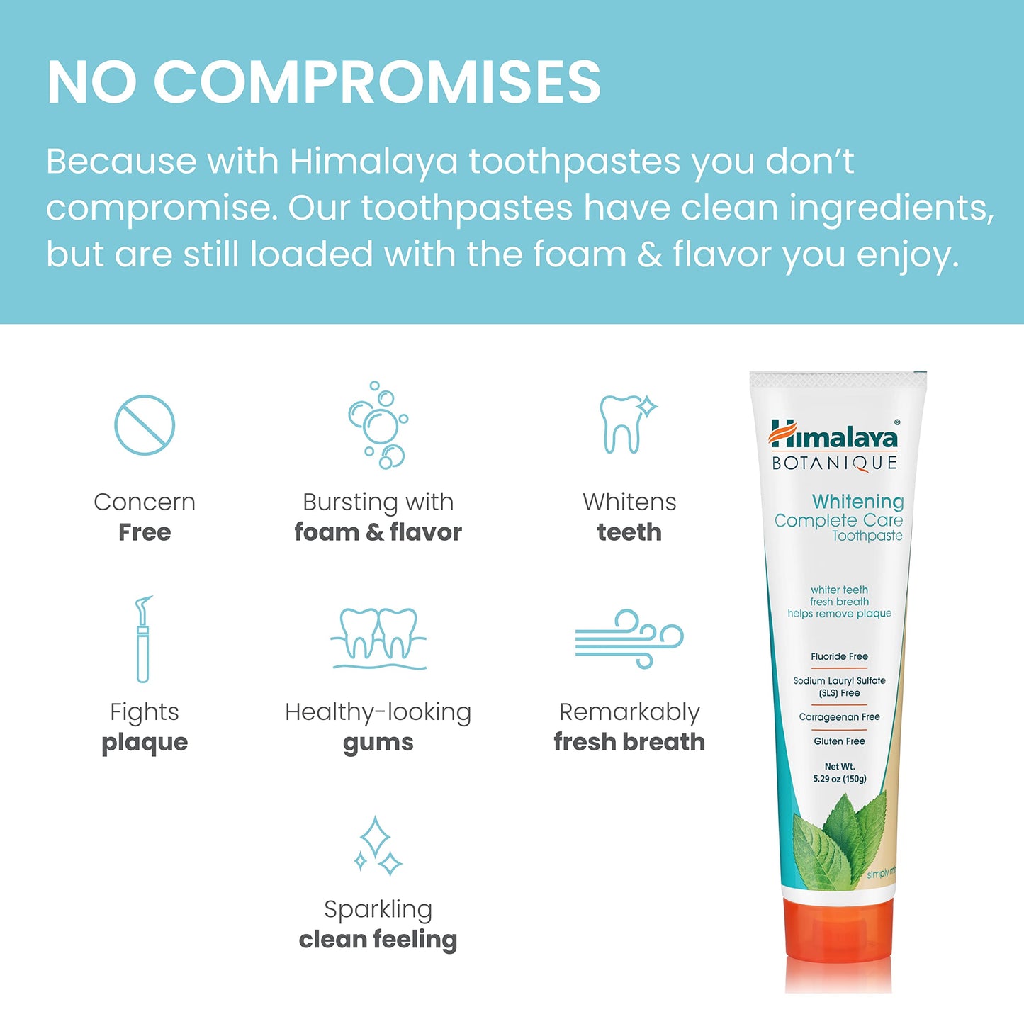 Himalaya Botanique Whitening Toothpaste – Fluoride Free, Mint, 4 Pack