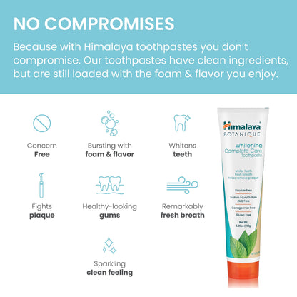 Himalaya Botanique Whitening Toothpaste – Fluoride Free, Mint, 4 Pack