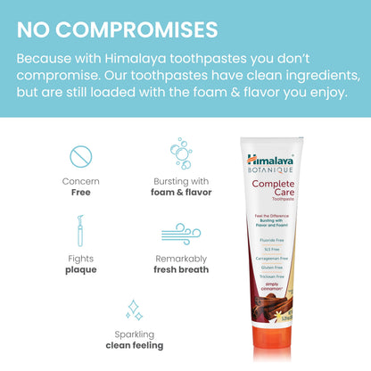 Himalaya Botanique Complete Care Toothpaste - Herbal Cinnamon, Fluoride Free, SLS Free | 2 Pack