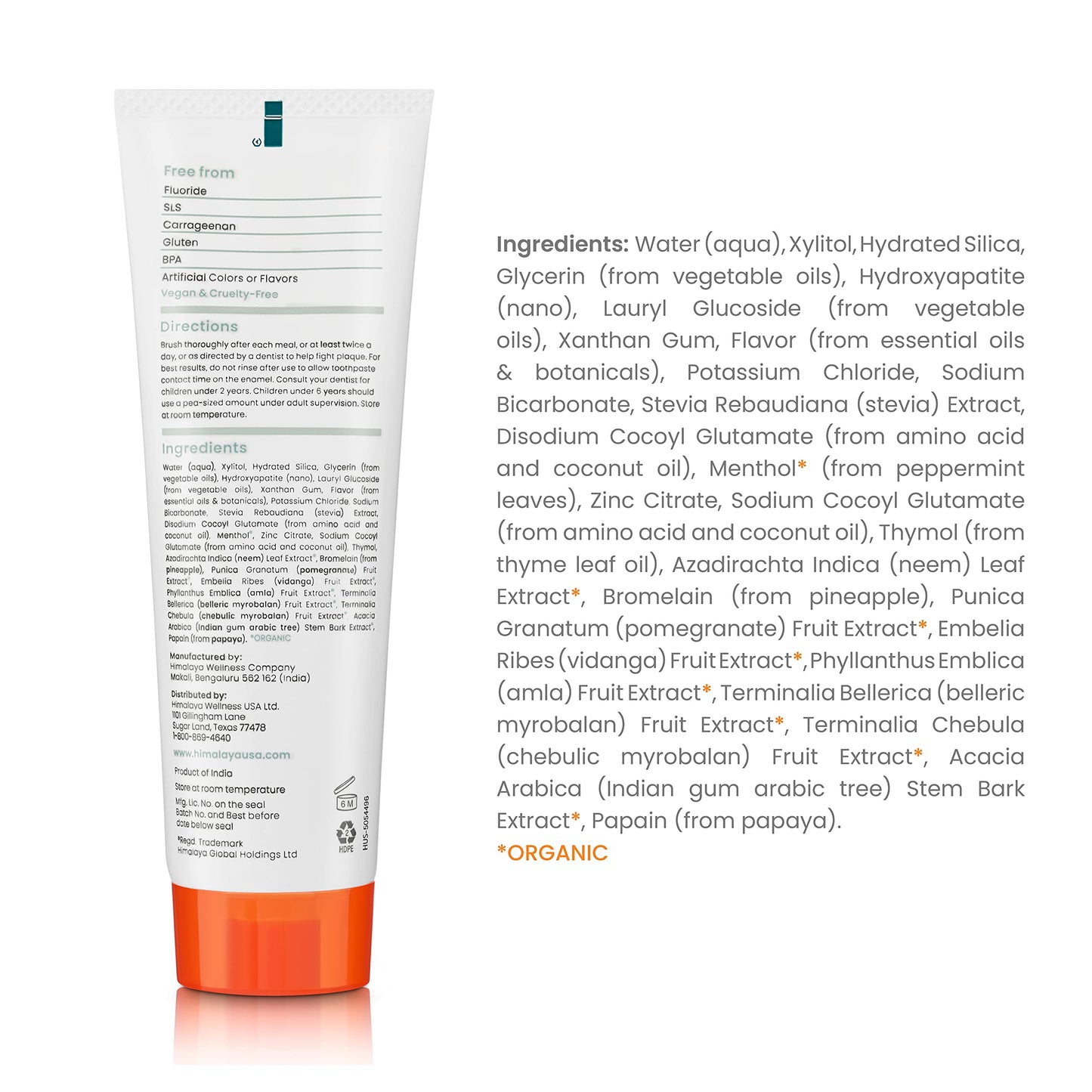 Himalaya Botanique Whitening + Hydroxyapatite Toothpaste, Mint Flavor - Nano Hydroxyapatite to Support Remineralization and Restore Enamel to Strengthen Teeth - Vegan, Gluten Free, 4 oz (Pack of 4)