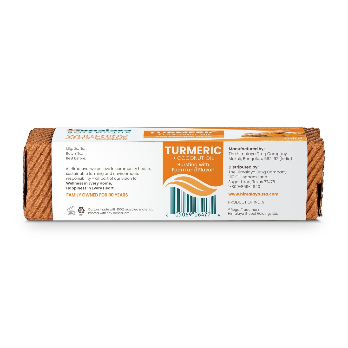 Himalaya Botanique Whitening Antiplaque Toothpaste – Mint, Turmeric & Coconut Oil – Fluoride-Free, Vegan