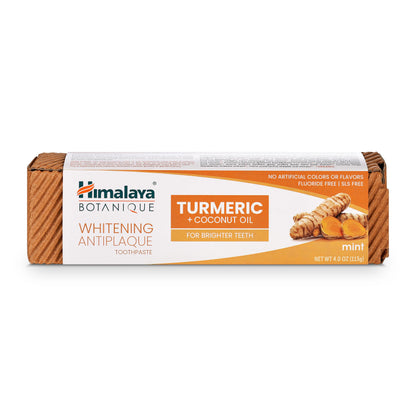 Himalaya Botanique Whitening Antiplaque Toothpaste – Mint, Turmeric & Coconut Oil – Fluoride-Free, Vegan