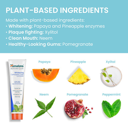 Himalaya Botanique Whitening Complete Care Toothpaste - Peppermint, Fluoride Free, Vegan