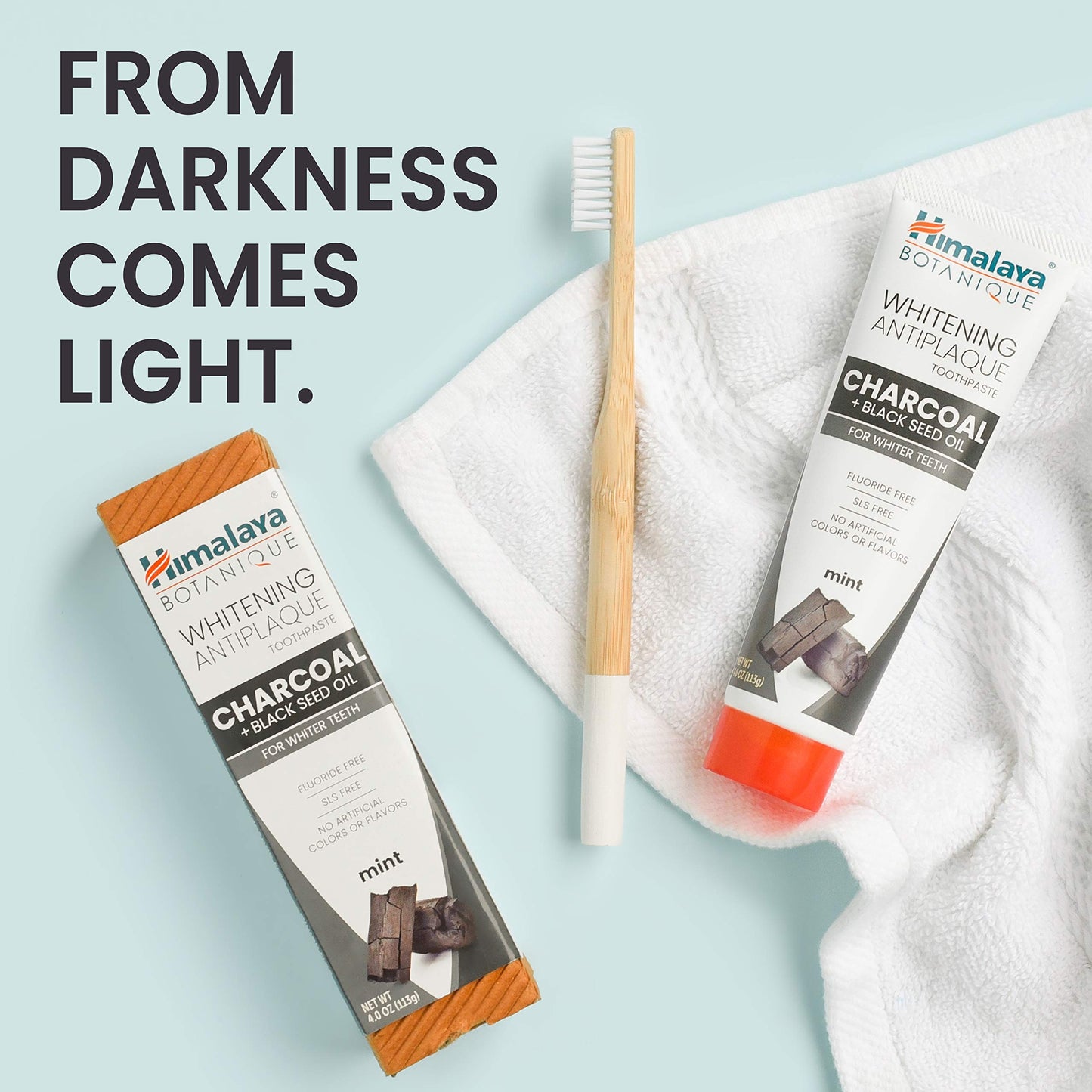 Himalaya Botanique Whitening Antiplaque Toothpaste – Charcoal & Black Seed Oil, Fluoride Free, 4 oz, 2 Pack