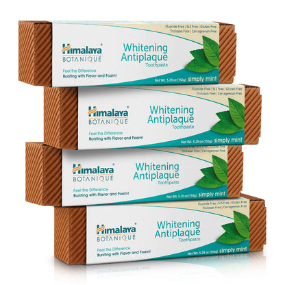 Himalaya Botanique Whitening Toothpaste – Fluoride Free, Mint, 4 Pack