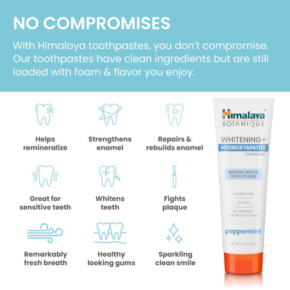 Himalaya Botanique Whitening Toothpaste with Nano Hydroxyapatite - Peppermint, 4 oz