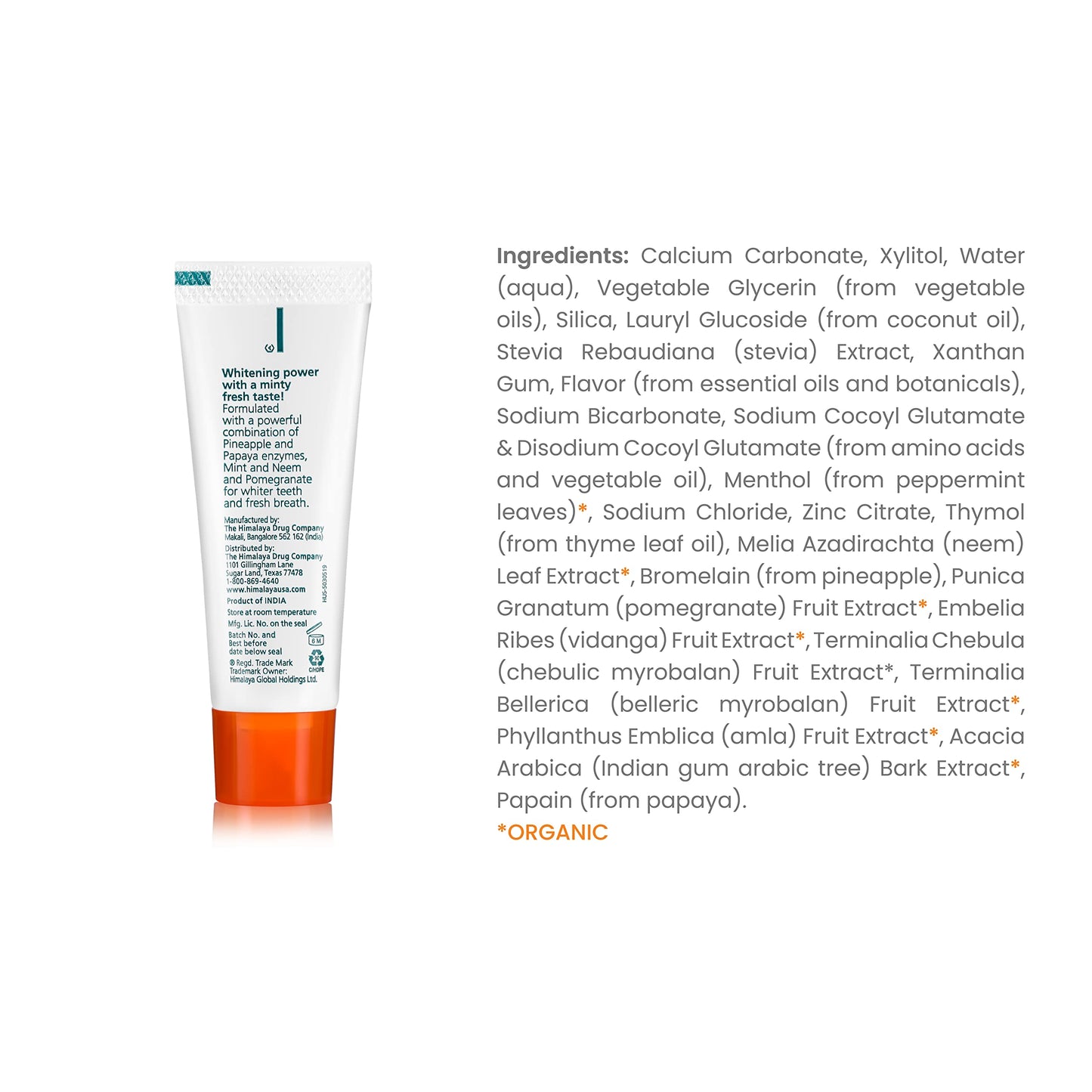Himalaya Botanique Whitening Complete Care Travel Toothpaste – Mint, Fluoride Free, Vegan (0.74 oz x10)