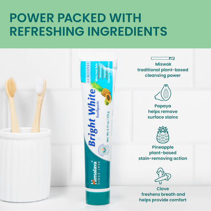 Himalaya Bright White Toothpaste – Fluoride Free, 6.17 oz, 2 Pack