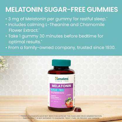 Himalaya Melatonin Sugar-Free Gummies – Restful Sleep, 3 mg, Vegan & Gluten-Free, 60 Gummies
