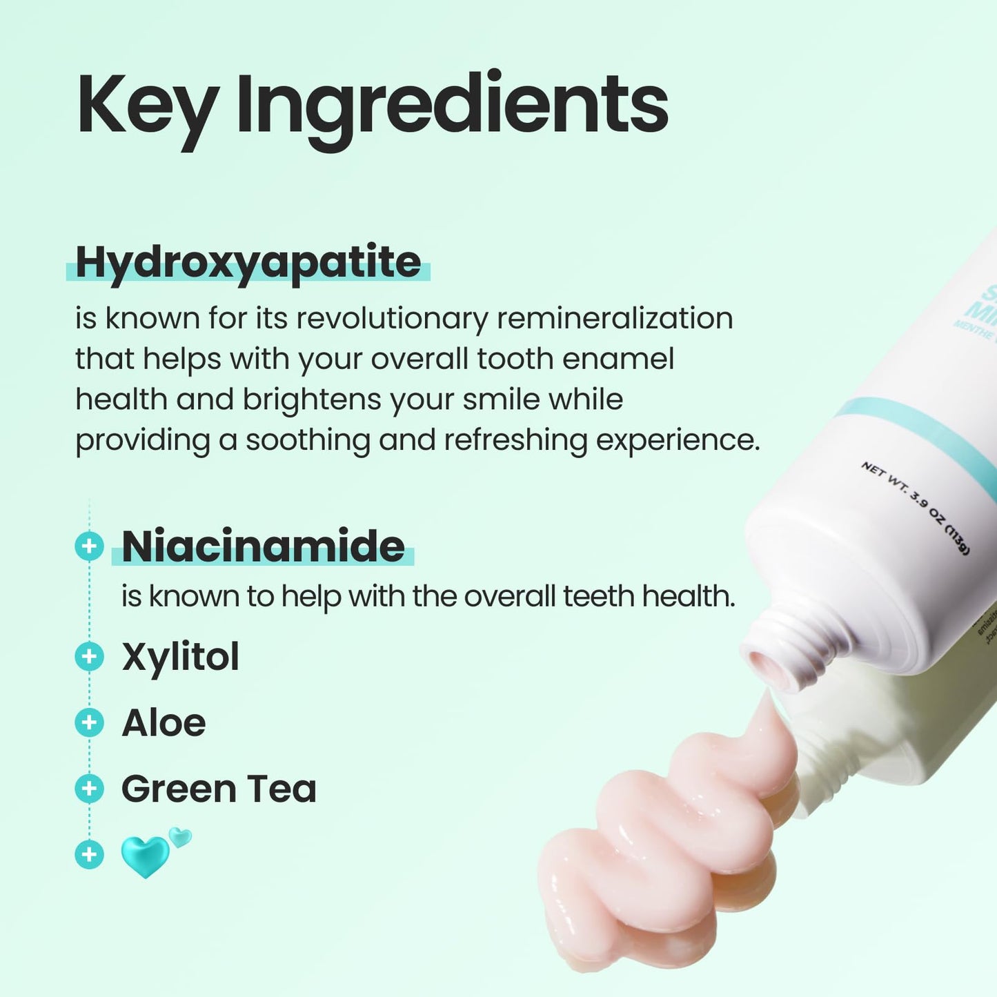 HIMALAYA PINKSALT Fluoride-Free HAP Toothpaste – Niacinamide, Spearmint, 3.9 oz