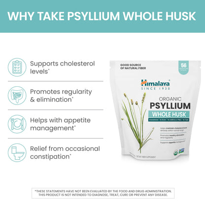 Himalaya Organic Psyllium Whole Husk – 2-Pack, 56 Tbsp, Unflavored, USDA Organic, Non-GMO Fiber Supplement