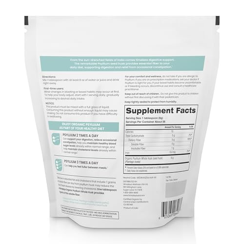 Himalaya Organic Psyllium Whole Husk – 2-Pack, 56 Tbsp, Unflavored, USDA Organic, Non-GMO Fiber Supplement