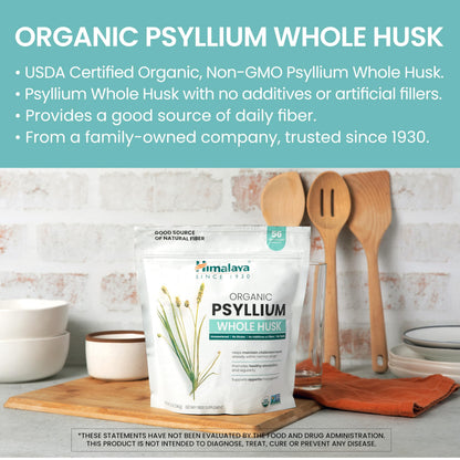 Himalaya Organic Psyllium Whole Husk – 2-Pack, 56 Tbsp, Unflavored, USDA Organic, Non-GMO Fiber Supplement