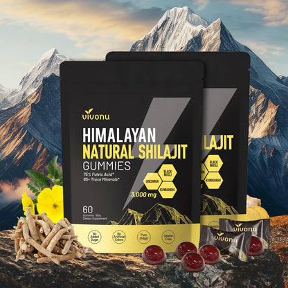 VivoNu Himalayan Shilajit Gummies: Ashwagandha & Gokshura | Organic, Non-GMO